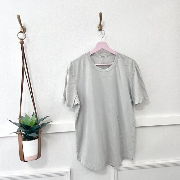 Buck Mason Light Grey Short Sleeve Slub Curved Hem Tee Size L - Picture 1 of 5